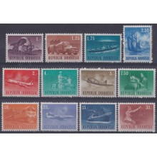 F-EX63529 INDONESIA MNH 1964 TRANSPORT CAMION SHIP TRAIN LOCOMOTIVE RAILROAD.