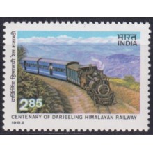 F-EX63382 INDIA MNH 1982 CENT HIMALAYAN RAILWAYS TRAIN LOCOMOTIVE RAILROAD.