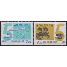 F-EX63542 KOREA MNH 1966 AVION TELEPHON RAILWAYS TRAIN LOCOMOTIVE RAILROAD FERROCARRIL.