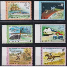 F-EX63405 LIBERIA MNH 1974 UPU SATELLITE RAILROAD SHIP AVION AIRPLANE.