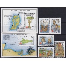 F-EX64640 ANGUILLA MNH 1986 DISCOVERY OF AMERICA COLUMBUS COLON MAP.