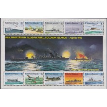 F-EX65039 MARSHALL IS MNH 1994 50th ANNIV GUADALGANAL BATTLE WWII BATLESHIP.