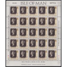 F-EX65044 MAN IS UK ENGLAND MNH 1990 150 ANNIV PENNY BLACK SPECIAL SHEET.