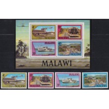 F-EX63413 MALAWI MNH 1977 AIRPORT BUS SHIP RAILROAD TRAIN RAILWAYS LOCOMOTIVE FERROCARRIL
