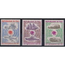 F-EX63965 MALI MNH 1974 UPU CENT AVION SHIP RAILROAD TRAIN RAILWAYS LOCOMOTIVE FERROCARRIL