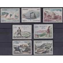 F-EX63424 MONACO MNH 1956 POSTAGE DUE SHIP RAILROAD GLOBE AIRPLANE SPACE ROCKET