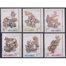 F-EX63425 MOZAMBIQUE MNH 1983 COMMUNICATION YEAR SHIP RAILROAD TRAIN RAILWAYS LOCOMOTIVE FERROCARRIL