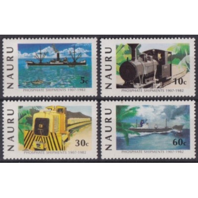 F-EX63436 NAURU MNH 1982 BOAT SHIP RAILROAD TRAIN RAILWAYS LOCOMOTIVE FERROCARRIL