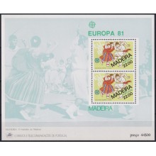 F-EX63705 PORTUGAL MADEIRA MNH 1981 EUROPA TRADITIONAL DANCE SHEET.