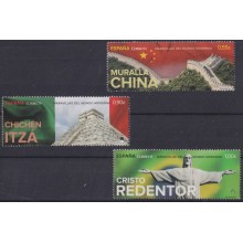 F-EX64568 ESPAÑA SPAIN MNH 2015 NEW MARVELS CHICHEN ITZA CHINA WALLS CRISTO REDENTOR BRAZIL.