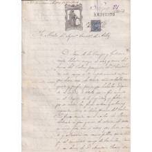 1874-PS-32 ESPAÑA SPAIN 1874 SEALLED PAPER REVENUE. SELLO 11º + WAR TAX.