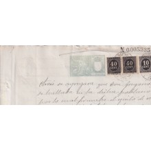 1899-PS-11 ESPAÑA SPAIN 1899 SEALLED PAPER REVENUE. SELLO 10º + 10+40c WAR TAX.