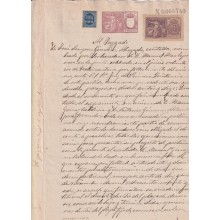 1899-PS-14 ESPAÑA SPAIN 1899 SEALLED PAPER REVENUE. SELLO 9º + 10 pta WAR TAX + POLIZA.