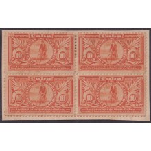 1899-763 CUBA US OCCUPATION 1899 10c SPECIAL DELIVERY “IMMEDIATA” BL4 PAPEL PEGADO AL DORSO.