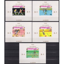 F-EX51973 NIGER MNH 1982 SOCCER FOOTBALL 5 IMPERF CARBOARD PROOF GOLDEN OVERPRINT WINNER.