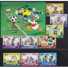 F-EX63625 DOMINICA 1982 SPAIN SOCCER WORLD CUP DISNEY GOOFY DONALD MICKEY MOUSE.