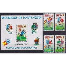 F-EX63628 UPPER VOLTA MNH 1982 SPAIN SOCCER WORLD CUP FUTBOL.