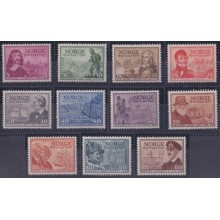 F-EX63973 NORWAY NORGE NOREG ORIGINAL GUM 1947 HISTORY SHIP & ROYAL RAILROAD.