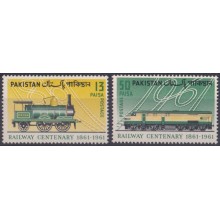 F-EX63455 PAKISTAN MNH 1961 RAILWAYS CENTENARY RAILROAD TRAIN LOCOMOTIVE.