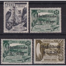 F-EX63457 PERU MH 1949 AIRMAIL OVERPRINT CONDOR BIRD & RAILROAD TRAIN LOCOMOTIVE.