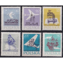 F-EX63982 POLAND MNH 1958 400th MEDIEVAL POSTAL SERVICE  CARRIAGE SHIP POSTMAN.