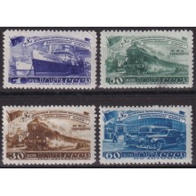 F-EX63252 RUSSIA MH 1948 5 YEAR PLAN SHIP RAILROAD TRAIN RAILWAYS LOCOMOTIVE FERROCARRIL.
