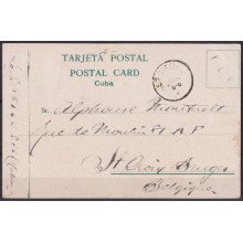 POS-1881 CUBA POSTCARD 1910 CUBAN LANDSCAPE ROYAL PALM TO BELGIUM.