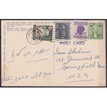 POS-1885 CUBA POSTCARD 1955 CHARISTMAS NATIONAL HOTEL WITH SEMIPOSTAL.