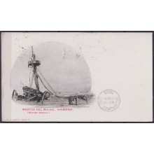 POS-1889 CUBA POSTCARD 1902 MAINE WRECK IN HAVANA HARBOR TO USA US.