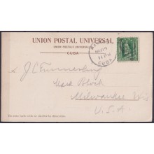 POS-1889 CUBA POSTCARD 1902 MAINE WRECK IN HAVANA HARBOR TO USA US.