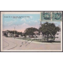 POS-1896 CUBA POSTCARD 1922 1C FROM BOOKLED STIAGO DE CUBA LIBERTY PARK - USA US.
