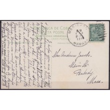 POS-1897 CUBA POSTCARD 1916 1c MAPITAS COCONUT PALM MARIANO TO USA US.