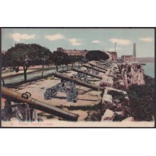 POS-1898 CUBA POSTCARD 1908 ARTEMISA TO USA. HAVANA PARAPET FORTRESS CABAÑA.