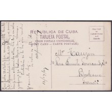 POS-1902 CUBA POSTCARD 1909 HAVANA MORRO CASTLE TO FRANCE.