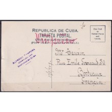 POS-1903 CUBA POSTCARD 1909 PALM VALLEY OF MATANZAS TO FRANCE.
