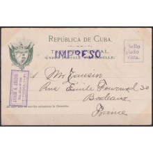 POS-1904 CUBA POSTCARD 190? CIENFUEGOS PANORAMICS HARBOR TO FRANCE.