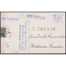 POS-1905 CUBA POSTCARD 1910 COUNTRY LANDSCAPE BOHIO HOUSE TO FRANCE.