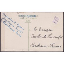 POS-1907 CUBA POSTCARD 1910 COUNTRY TYPICAL CARRIAGE LANDSCAPE VOLANTA TO FRANCE.