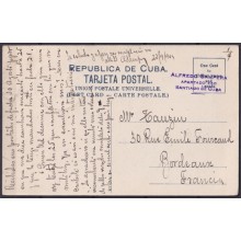 POS-1908 CUBA POSTCARD 1909 LANDSCAPE TOBACCO PLANTING SEMBRANDO TABACO TO FRANCE.