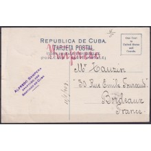 POS-1909 CUBA POSTCARD 1909 MARIANAO COUNTRY PALM LANDSCAPE TO FRANCE.