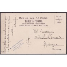 POS-1910 CUBA POSTCARD 1909 MATANZAS MARTI PROMENADE TO FRANCE.