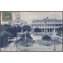 POS-1915 CUBA POSTCARD 1909 HAVANA CENTRAL PARK SANTIAGO DE CUBA TO FRANCE.