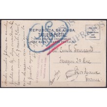 POS-1915 CUBA POSTCARD 1909 HAVANA CENTRAL PARK SANTIAGO DE CUBA TO FRANCE.