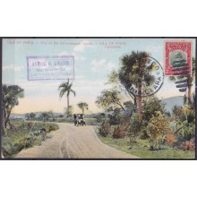 POS-1916 CUBA POSTCARD 1909 PINES IS ROADS & OLD CARS CIENFUEGOS TO FRANCE.