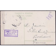 POS-1916 CUBA POSTCARD 1909 PINES IS ROADS & OLD CARS CIENFUEGOS TO FRANCE.