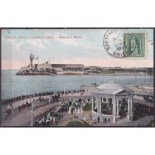 POS-1917 CUBA POSTCARD 1909 HAVANA HARBOR STREET MALECON & PUNTA CASTLE TO FRANCE.