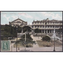 POS-1921 CUBA POSTCARD CIRCA 1909 HAVANA CENTRAL PARK TO ARGENTINA.