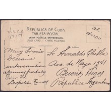 POS-1926 CUBA POSTCARD 1917 HAVANA BOAT OF LANDING TO ARGENTINA.