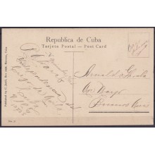 POS-1930 CUBA POSTCARD CIRCA 1920 HAVANA ALBEAR SQUARE TO ARGENTINA.