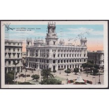 POS-1931 CUBA POSTCARD 1937 HAVANA CENTRO ASTURIANO TO ARGENTINA.